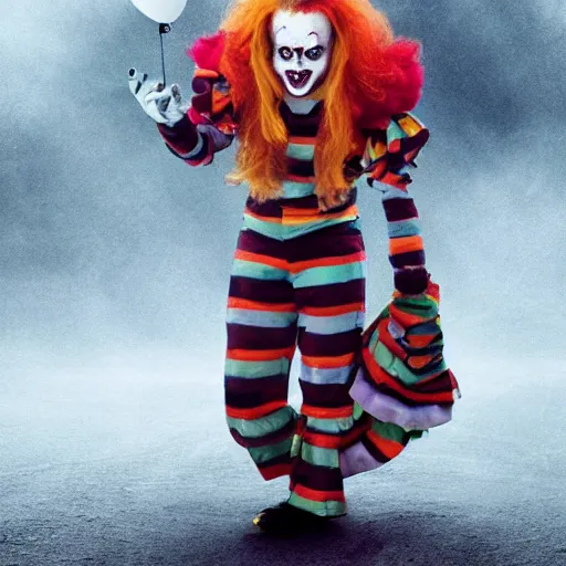 Prompt: Emma watson starring as scary clown from it