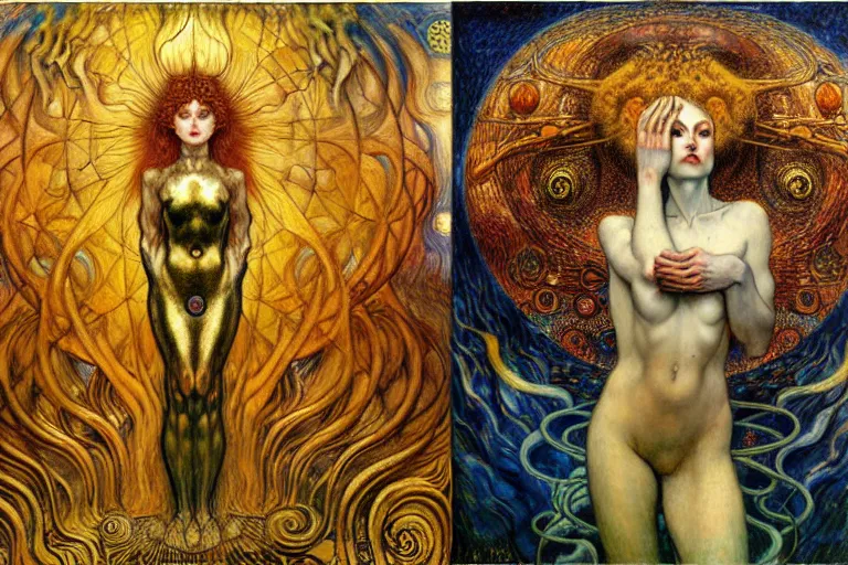 Image similar to Divine Chaos Engine by Karol Bak, Jean Delville, William Blake, Gustav Klimt, and Vincent Van Gogh, symbolist, visionary