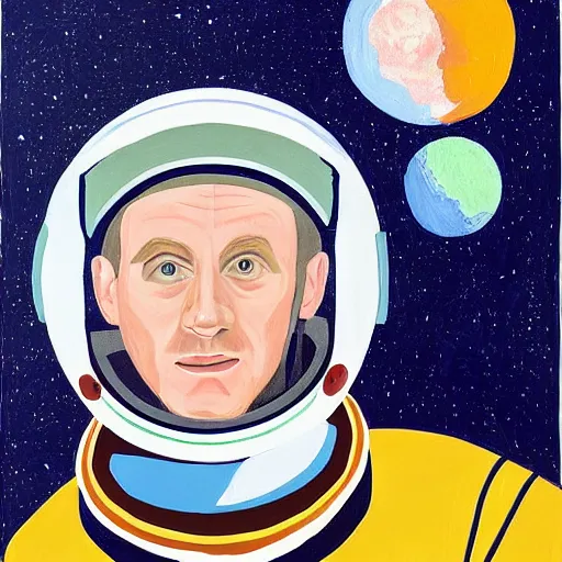 Prompt: Portrait painting of an astronaut by David hockney