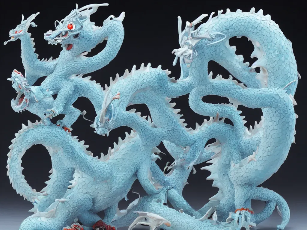 Image similar to Takashi Murikami’s Doraemon Dorami Fractal Dragon statue