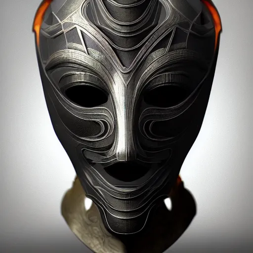 Prompt: venetian futuristic bauta mask, houdini render, generative art, procedural modelling, artstation, zbrush, arnold render