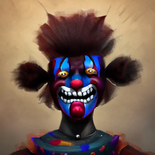 Image similar to dark and black clown jester , highly detailed , digital art, devian art , artstation , trending on artstation , HD , 4k