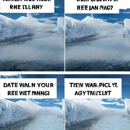 Prompt: meme about the glaciers retreating when the ice age was ending