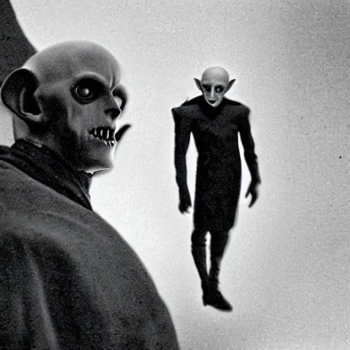 Image similar to nosferatu futuristic dark lost cam footage