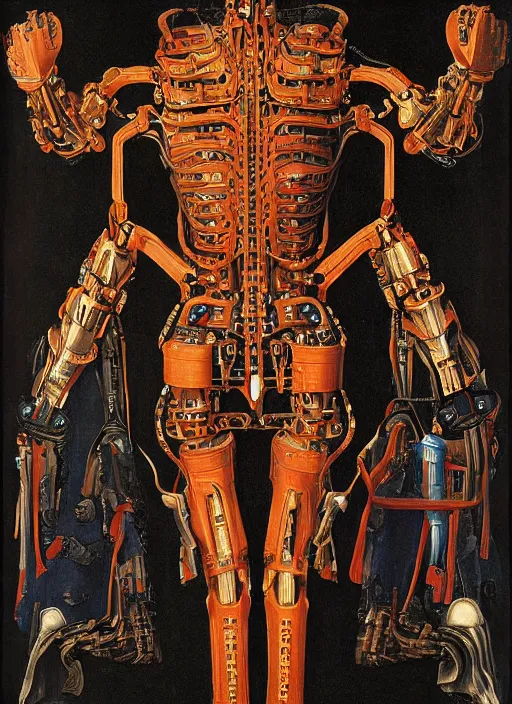 Image similar to cybernetic exoskeleton by Jan van Eyck