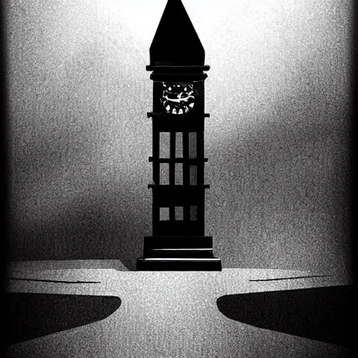 Prompt: Dark Fantasy Clock Tower. Film Noir.