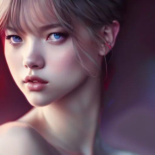 Prompt: beautiful digital painting of lalisa gray background with high detail, 8 k, stunning detail, photo by artgerm, greg rutkowski and alphonse mucha, unreal engine 5, 4 k uhd