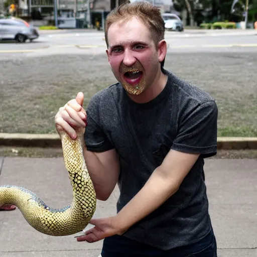 Prompt: guy with snake tongue