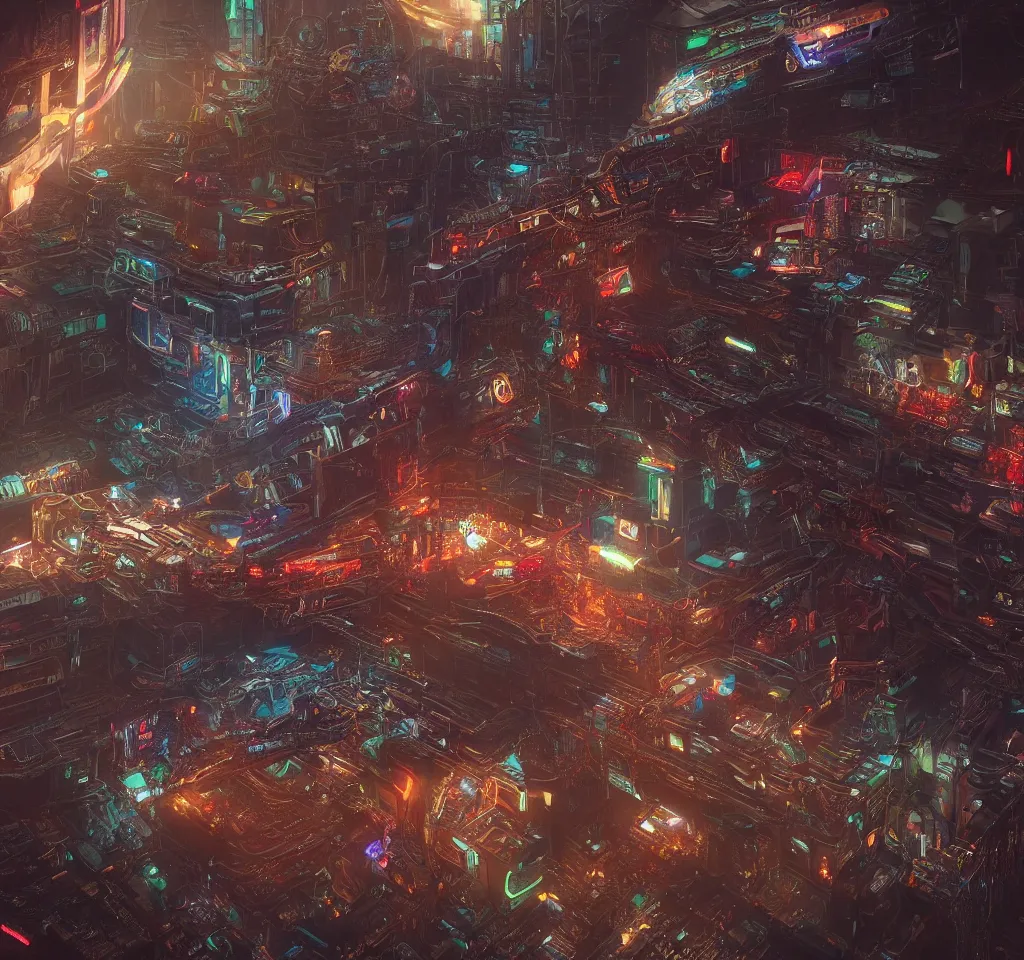 Prompt: large cyberpunk Quetzalcoatl  the feathered serpent deity, cinematic, highly detailed, octane render, cg, rich cinematic atmosphere, perfect digital art, mystical journey in strange world, robotic, circuits, Mystical, cyberpunk, sci-fi, surreal, glowing lights, sharp focus, high detailed, by Greg Rutkowski, Gary Houston, Stephan Martiniere