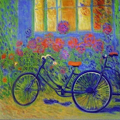 Prompt: a painting of a bicycle by monet