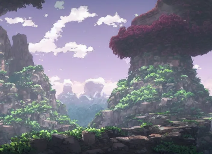 Image similar to a stunning landscape, made in abyss style