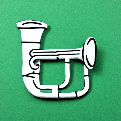 Image similar to a piece of grid paper cut in the shape of a saxaphone