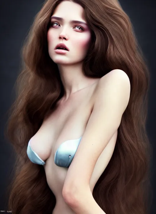 Prompt: a gorgeous female with long brown hair, photo by tim walker, realistic, full body shot, wide angle, sharp focus, 8 k high definition, insanely detailed, intricate, elegant, art by stanley lau and artgerm, floating embers