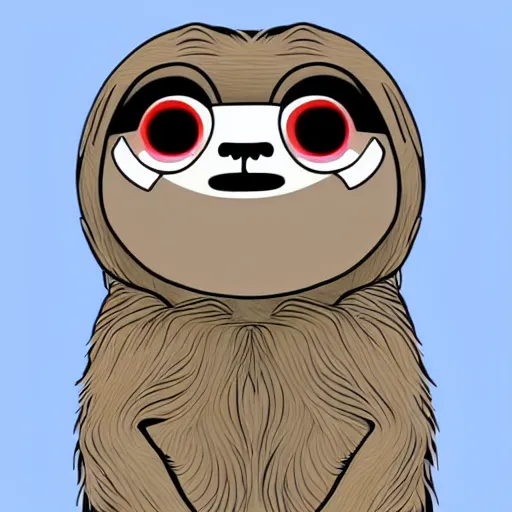 Prompt: stoned sloth, cartoon, animation, drawing, detailed