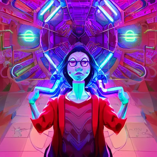 Image similar to skill magic geek inside matrix deepdream radiating a glowing aura stuff loot legends stylized digital illustration video game icon artstation lois van baarle, ilya kuvshinov, rossdraws,