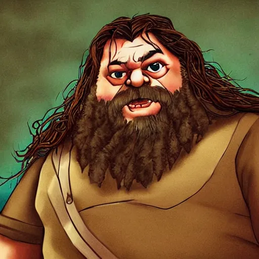 Prompt: epic very beautiful art of ps 1 hagrid