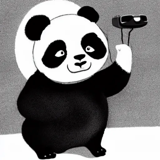 Image similar to a panda wearing a VR headset cartoon