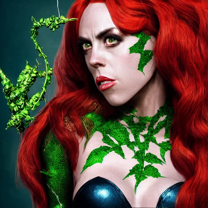 Prompt: portrait of Melanie C as a Poison Ivy in Batman & Robin 1997. intricate artwork. by Tooth Wu, wlop, beeple, dan mumford. octane render, trending on artstation, greg rutkowski very coherent symmetrical artwork. cinematic, hyper realism, high detail, octane render, 8k