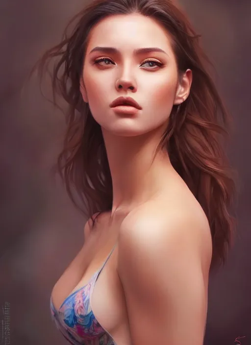 Image similar to photo of a gorgeous young woman in the style of stefan kostic, realistic, 1 / 2 body shot, sharp focus, 8 k high definition, insanely detailed, intricate, elegant, art by stanley lau and artgerm