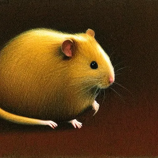 Prompt: a hamster in the style of Zdzislaw Beksinski