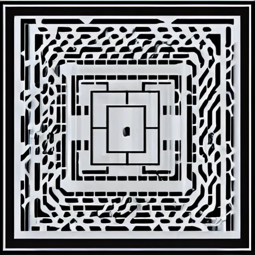 Image similar to a square vector art panel for cnc plasma, laser, geometric circuit pattern