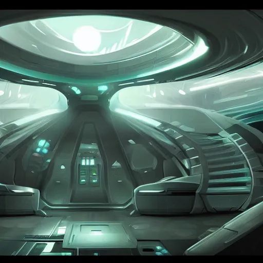 Prompt: Inside an alien spaceship, concept art by Jason Chan