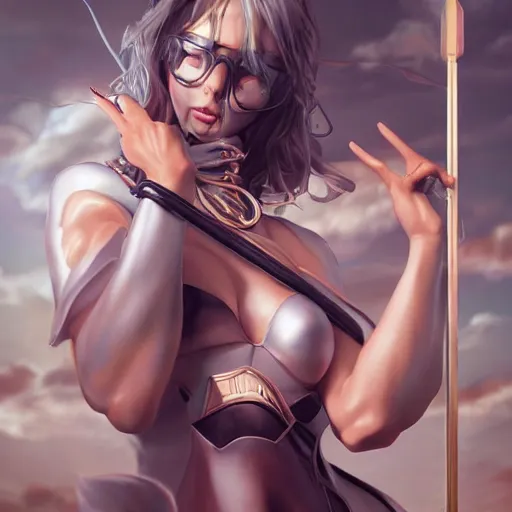 Image similar to personification of justice, by wlop and artgerm, very coherent symmetrical artwork, ultra HD, 4k, hyper realistic