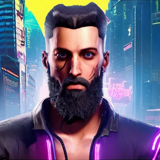 Image similar to male orthodox jew with paces in cyberpunk 2 0 7 7 game