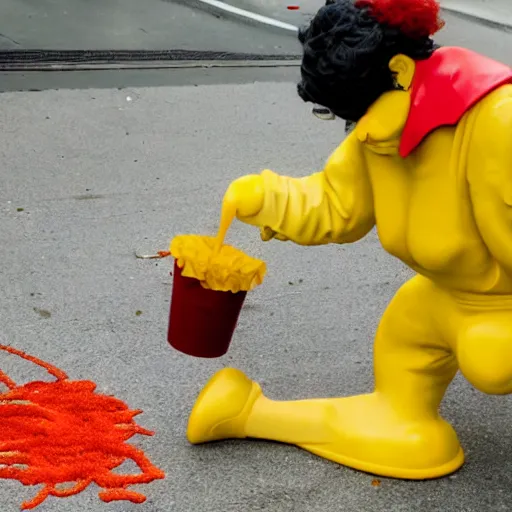 Image similar to ronald mcdonald puking vomiting