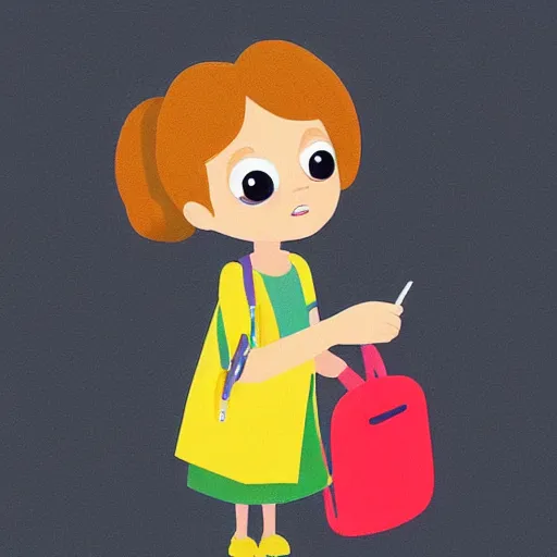 Prompt: “ a little girl with school bag in pixar style ”