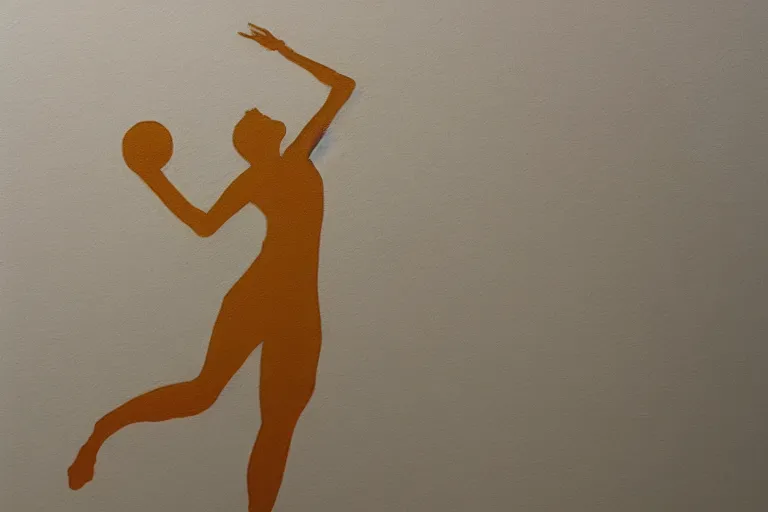 Image similar to beautiful serene volleyball player, healing through motion, life, minimalistic golden and ink airbrush painting on white background