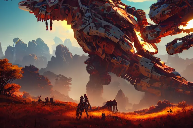 Image similar to scorcher machine mecanical creature robot of horizon forbidden west horizon zero dawn bioluminiscence global illumination ray tracing hdr fanart arstation by ian pesty and alena aenami artworks in 4 k