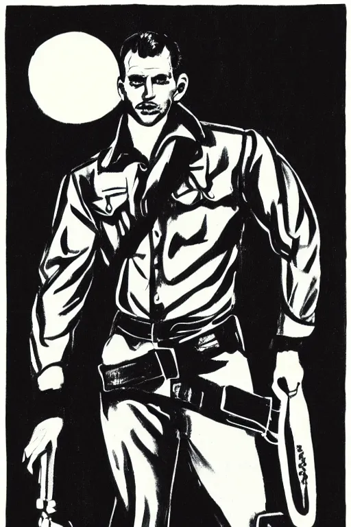 Image similar to cop at night, by tom of finland