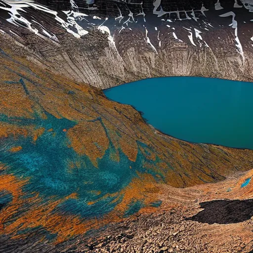 Image similar to beautiful alien lake, mountain, glacier national park, exotic, colorful, 8 k render, octane render