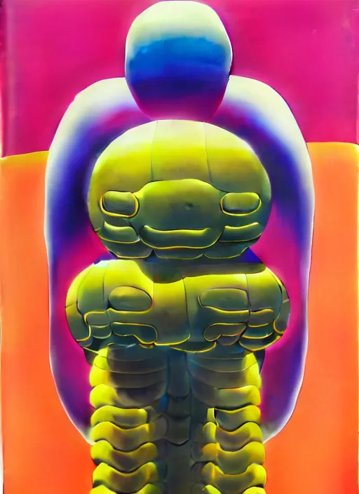 Prompt: inflated mecha by shusei nagaoka, kaws, david rudnick, airbrush on canvas, pastell colours, cell shaded, 8 k