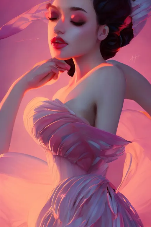 Image similar to a beautiful fashion goddness of love, chic strapless dress, tropical sea background, character design, in the style of artgerm, and wlop, cinematic lighting, hyperdetailed, 8 k realistic, symmetrical, global illumination, radiant light, frostbite 3 engine, cryengine, dof, trending on artstation, digital art