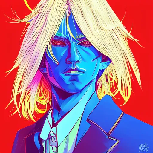 Image similar to a portrait of blonde male by hiroyuki takahashi color scheme, digital art