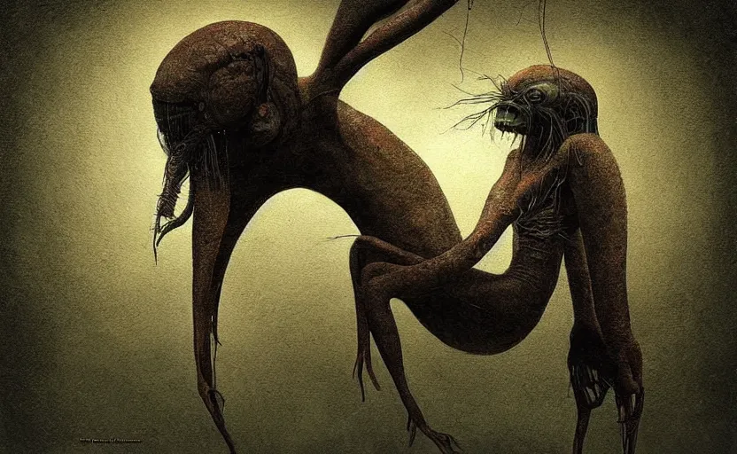 Prompt: a surreal painting a painting of a strange creature, by anja millen and anton semenov