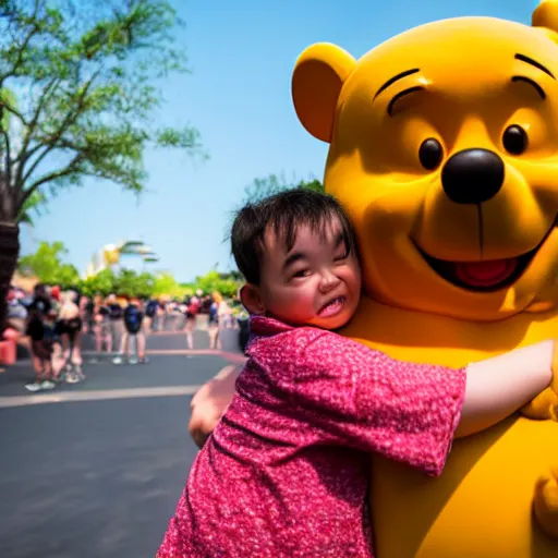 Image similar to xi jingping hugging winnie the pooh at disney world florida, Getty Images, 4k, DLSR