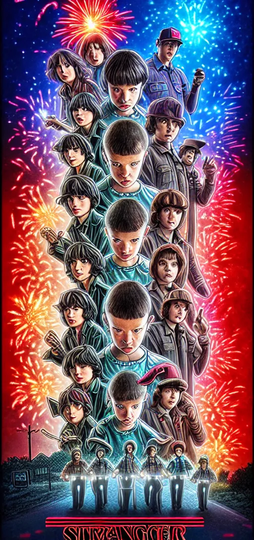 Prompt: Stranger Things Japanese Anime Poster