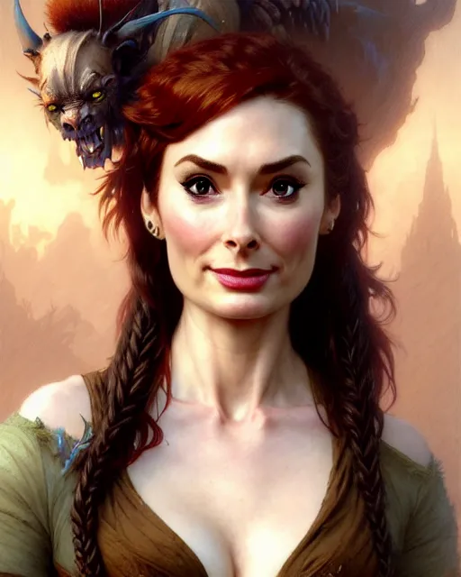 Image similar to felicia day, fantasy character portrait, ultra realistic, concept art, intricate details, highly detailed by frank frazetta greg rutkowski, gaston bussiere, craig mullins, simon bisley ruan jia and mandy jurgens and artgerm and william - adolphe bouguereau and frank frazetta