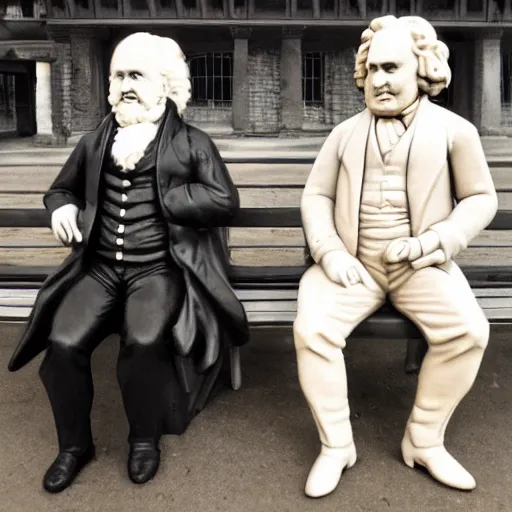 Image similar to beethoven and karl marx waiting for the train at pinaroo