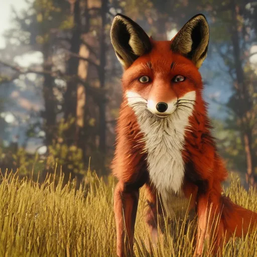 Image similar to Film still of anthropomorphic fox, from Red Dead Redemption 2 (2018 video game)