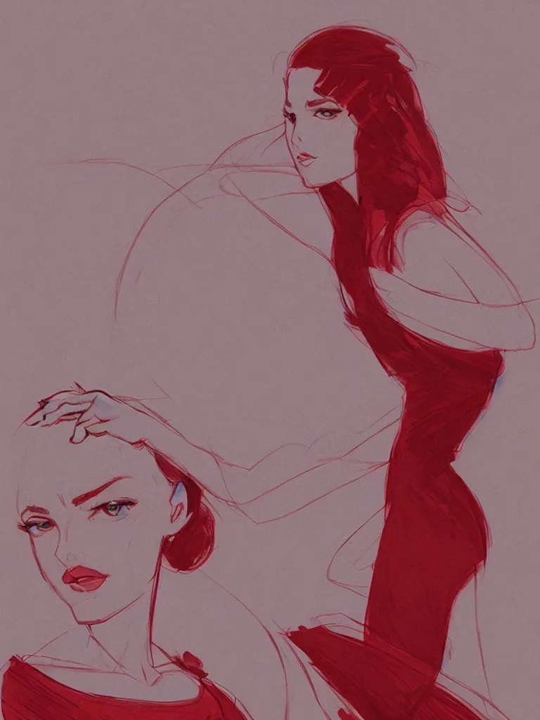 Image similar to red femininity by Disney Concept Artists, blunt borders, rule of thirds