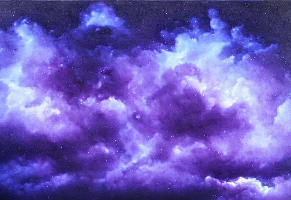 Image similar to purple color lighting storm with stormy sea close up of a pirate ship firing its cannons trippy nebula sky with dramatic clouds painting by Richard Prince Photorealism