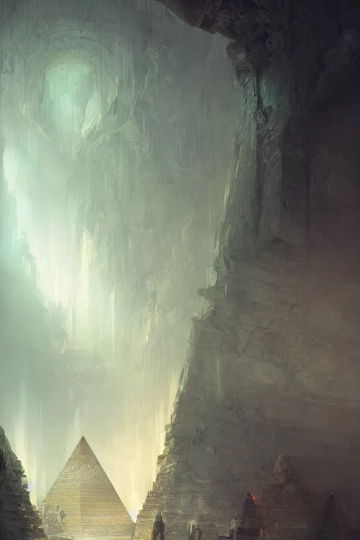 Prompt: inside of a pyramid of gizah, intricate, elegant, volumetric lighting, digital painting, highly detailed, artstation, sharp focus, illustration, concept art, ruan jia, steve mccurry