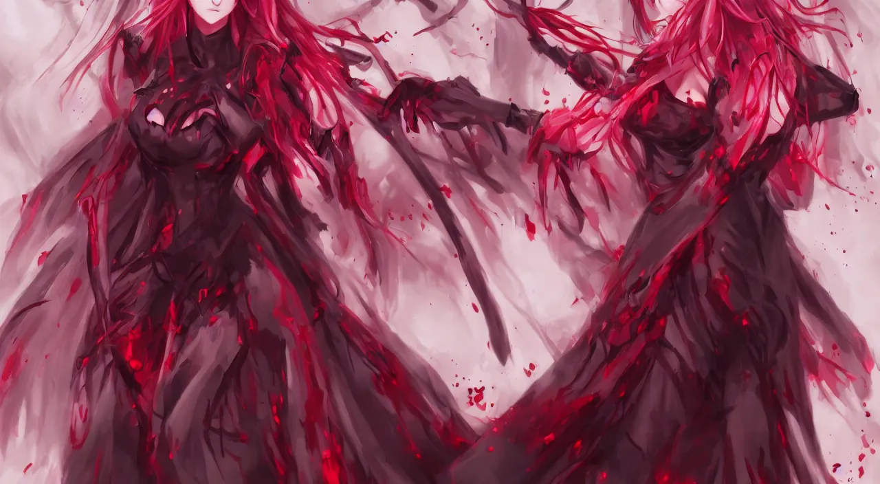 Prompt: Shalltear Bloodfallen, elegant, highly detailed, digital painting, artstation, concept art, cinematic, red eyes