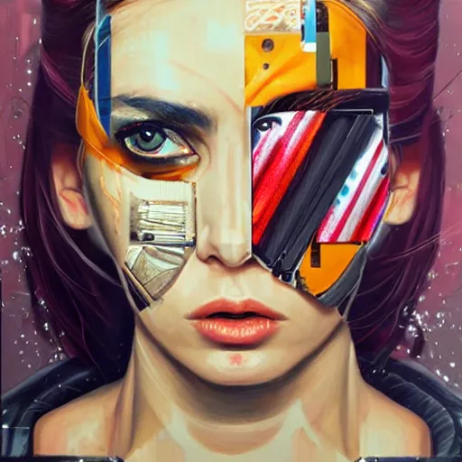 Prompt: portrait of a female android by Sandra Chevrier