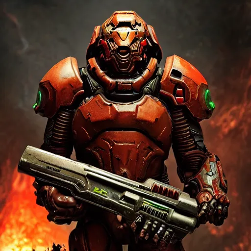 Image similar to doom slayer from doom eternal, photography