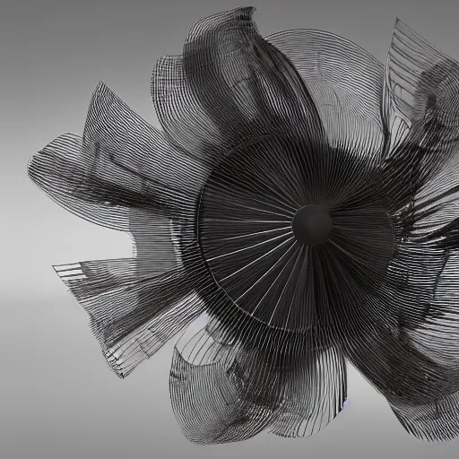 Prompt: beautiful kinetic wind sculpture detailed 4 k 3 d render